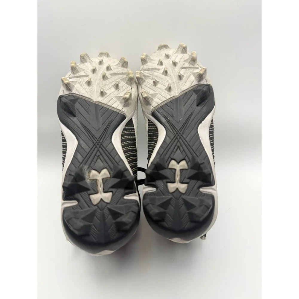 Under Armour Harper 4 Mid RM Youth 13K White Black Baseball Cleats 3022062-001